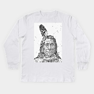 RED CLOUD ink portrait.1 Kids Long Sleeve T-Shirt